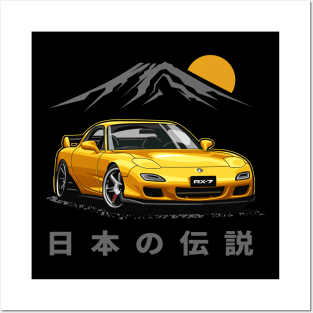 JDM Tuner RX-7 (Sunburst Yellow) Posters and Art